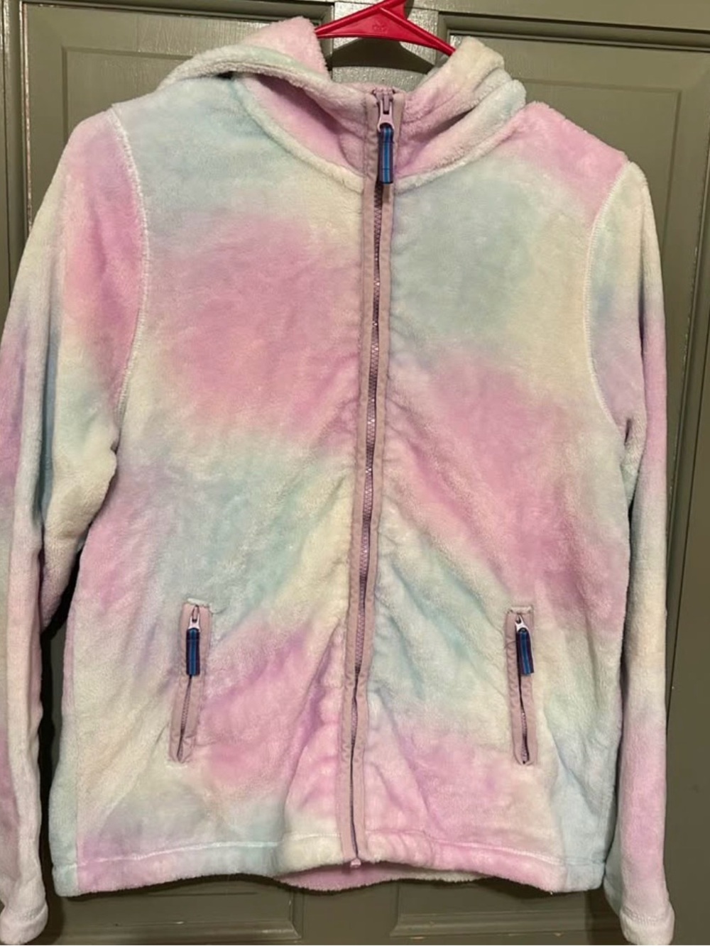 Lands' End Pink Plush Zip Hoodie